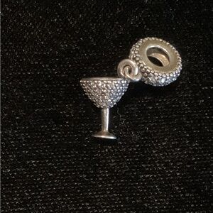 Pandora 925 with CZ Pave Cocktail Glass Bracelet Charm
